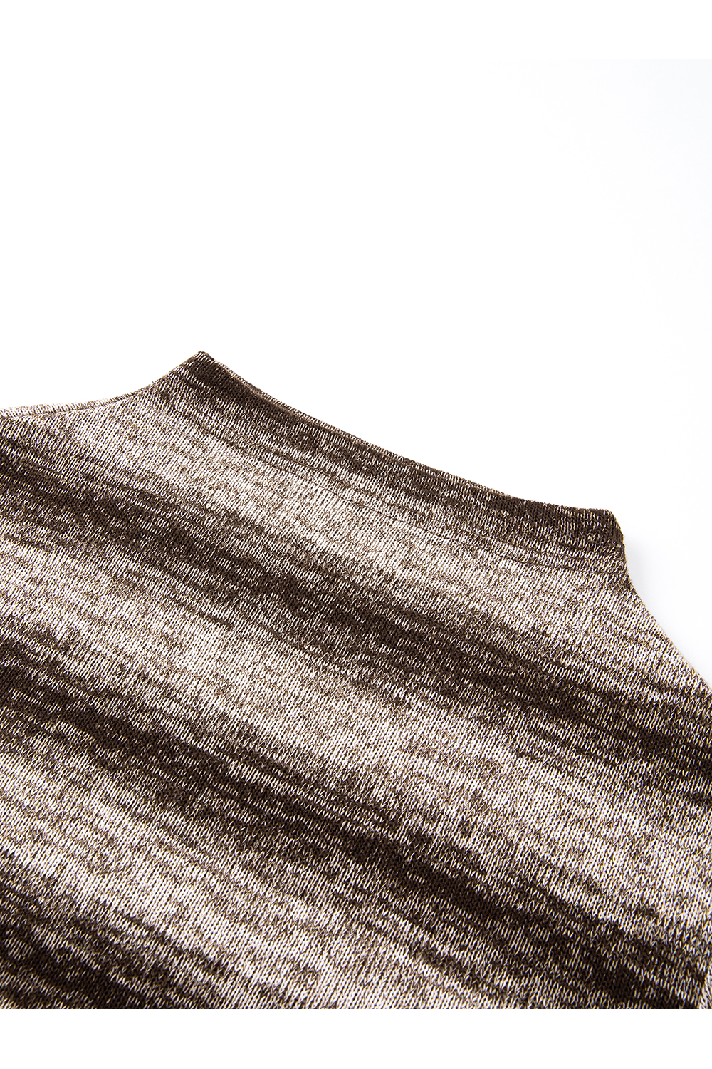 Slimming Mock Neck Stripe Knit Long Sleeve T-Shirt-VIMLYSTORE