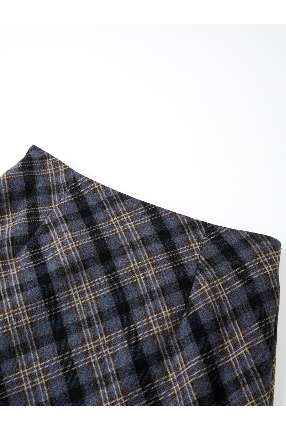 Dusty Blue Plaid Woolen Midi Skirt-VIMLYSTORE