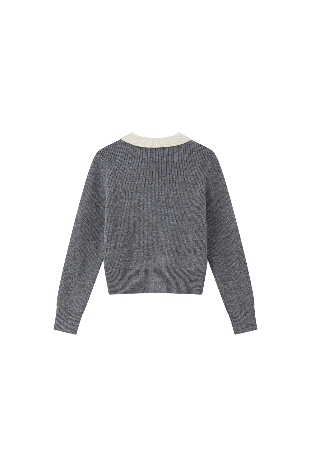 Gray Patchwork Notched Collar Knit Top-VIMLYSTORE