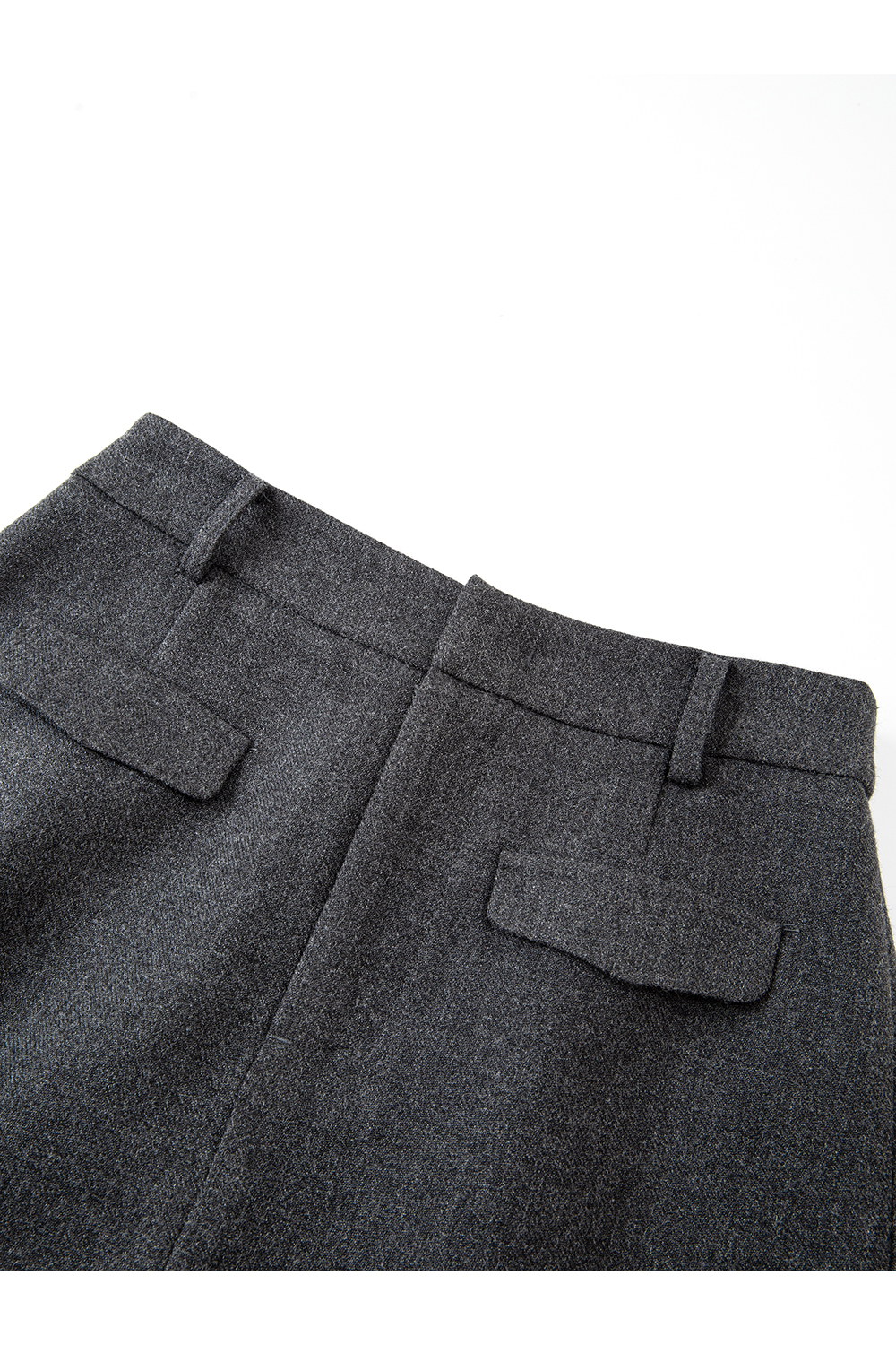 Grey Straight-Cut Midi Skirt