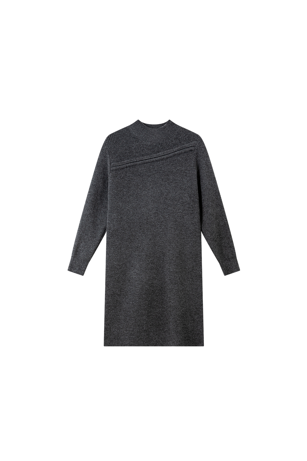 Mock-Neck Paneled Knit Dress