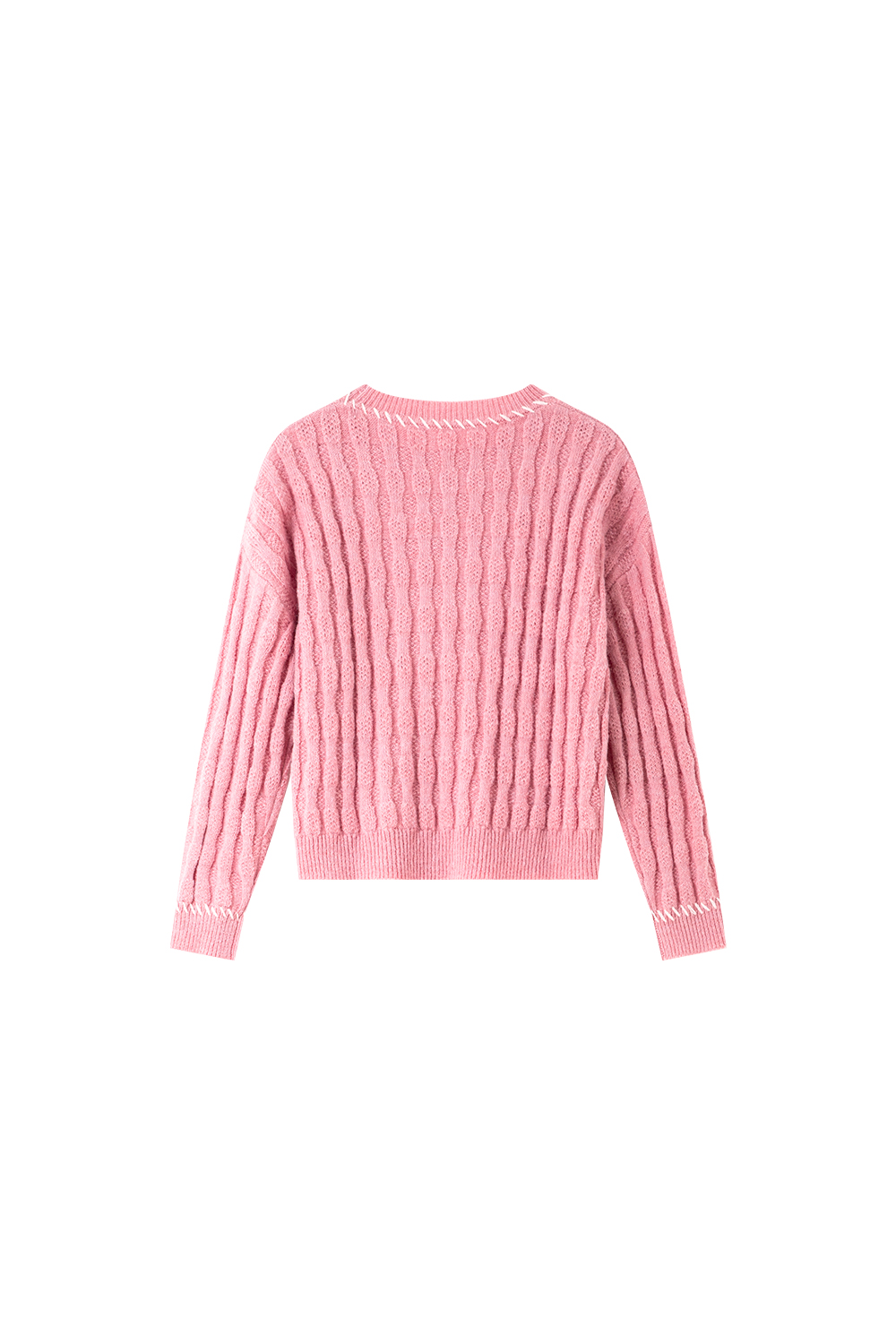 Pink Slouchy Cable-Knit Sweater