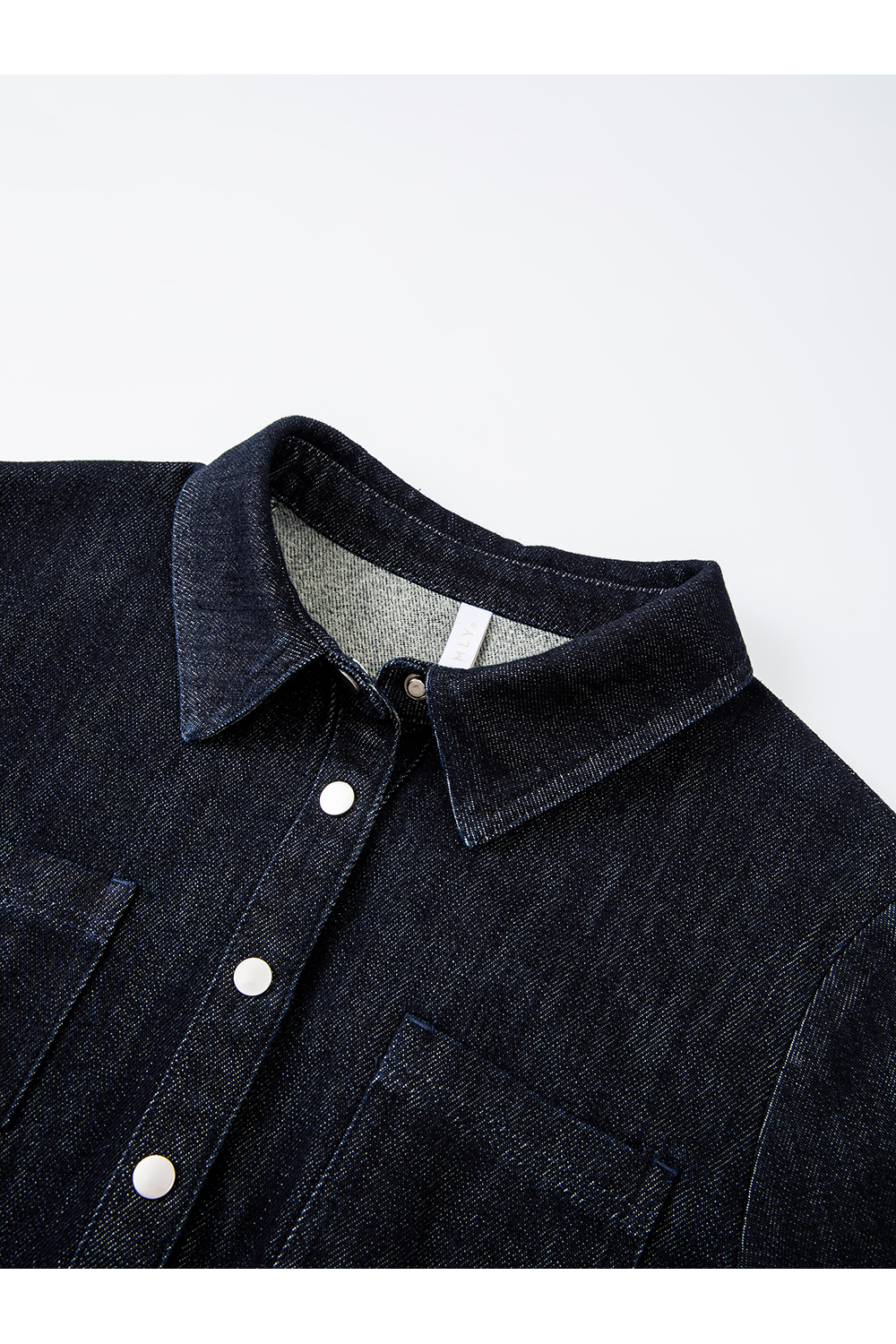 Blue Vintage Lapel Fleece-Lined Denim Dress