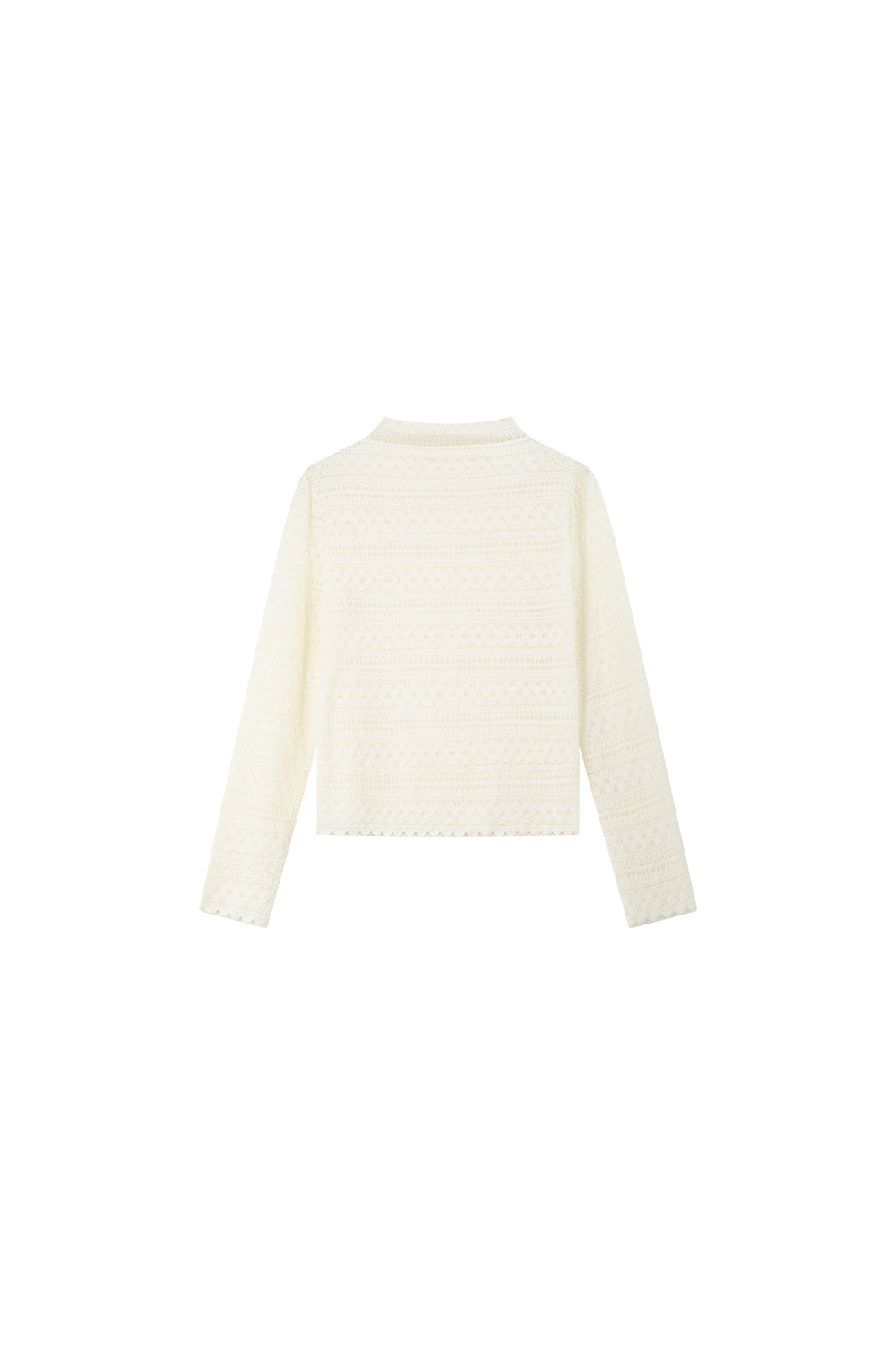 Apricot Turtleneck Lace Knitted T-Shirt