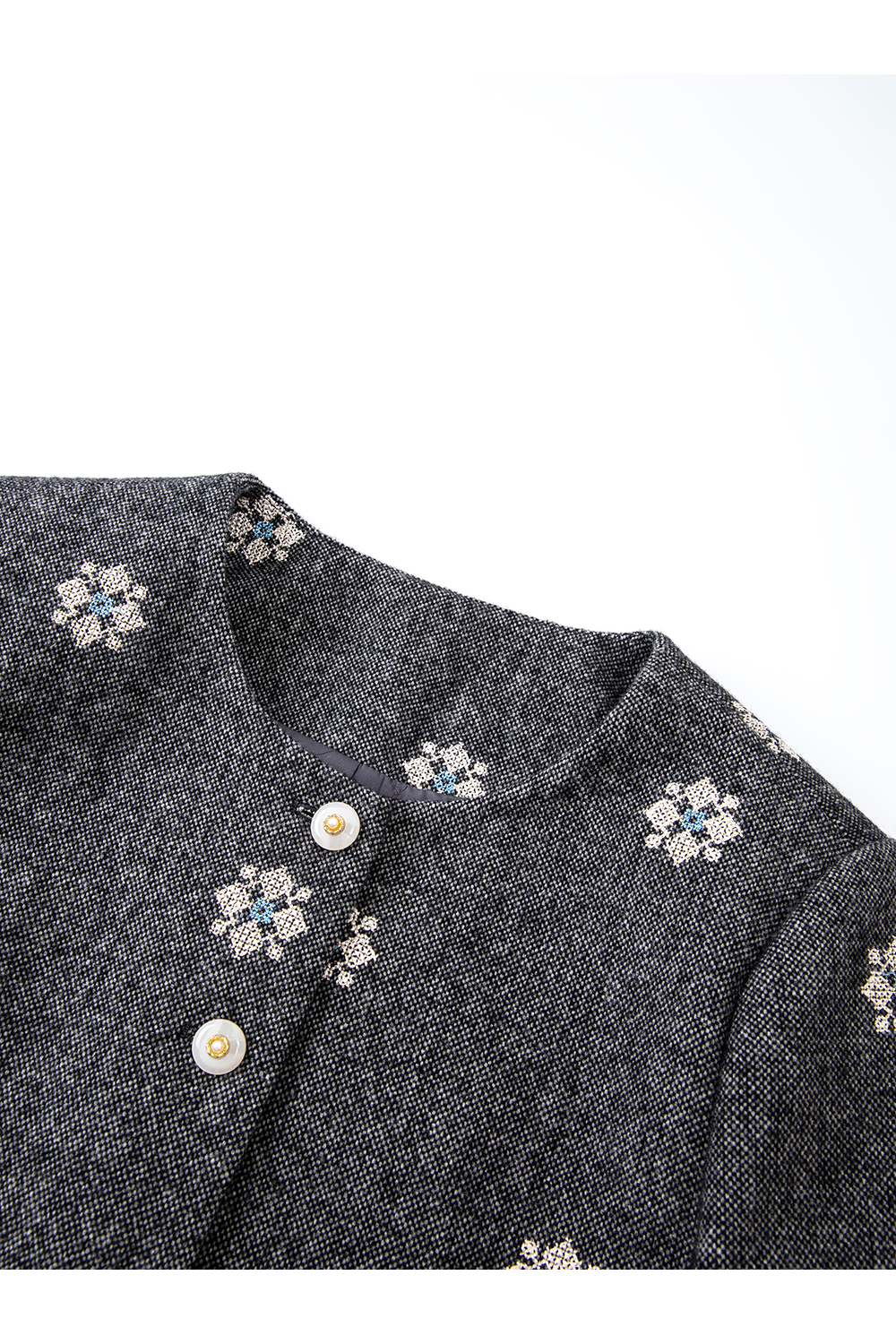 Heather Grey Embroidered Shorts & Jacket Set