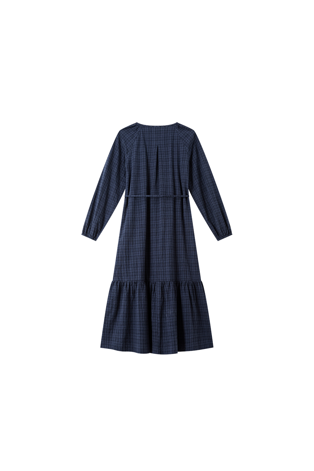 Blue Mori Check Slim Dress-VIMLYSTORE
