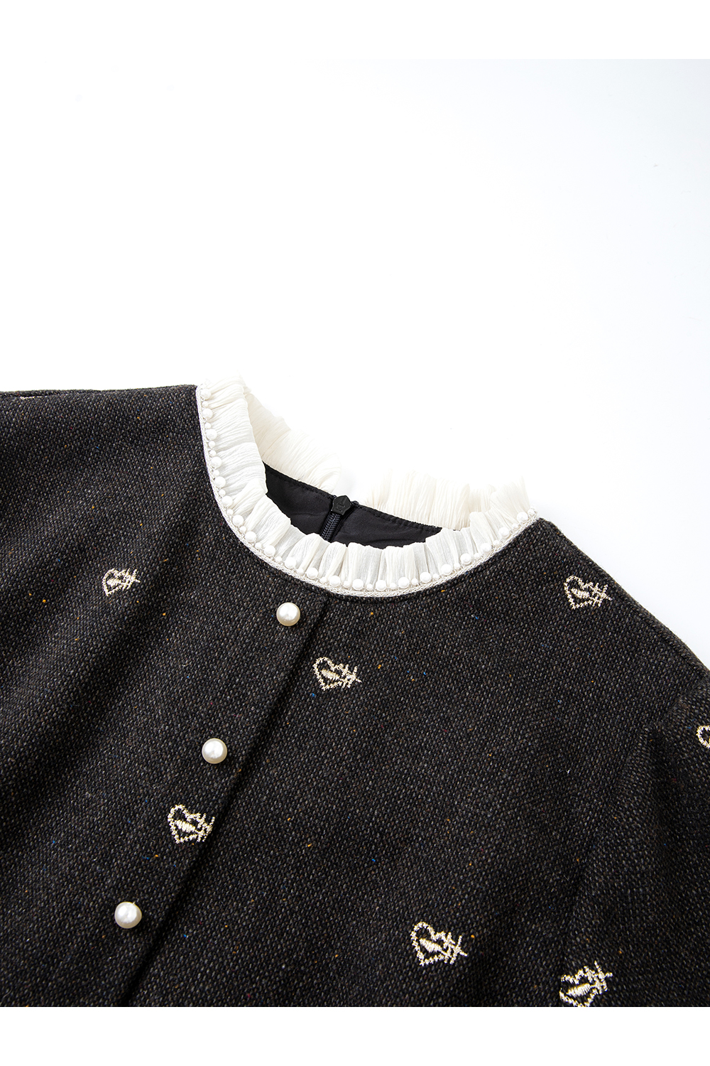 Grey Layered-Look Crewneck Dress