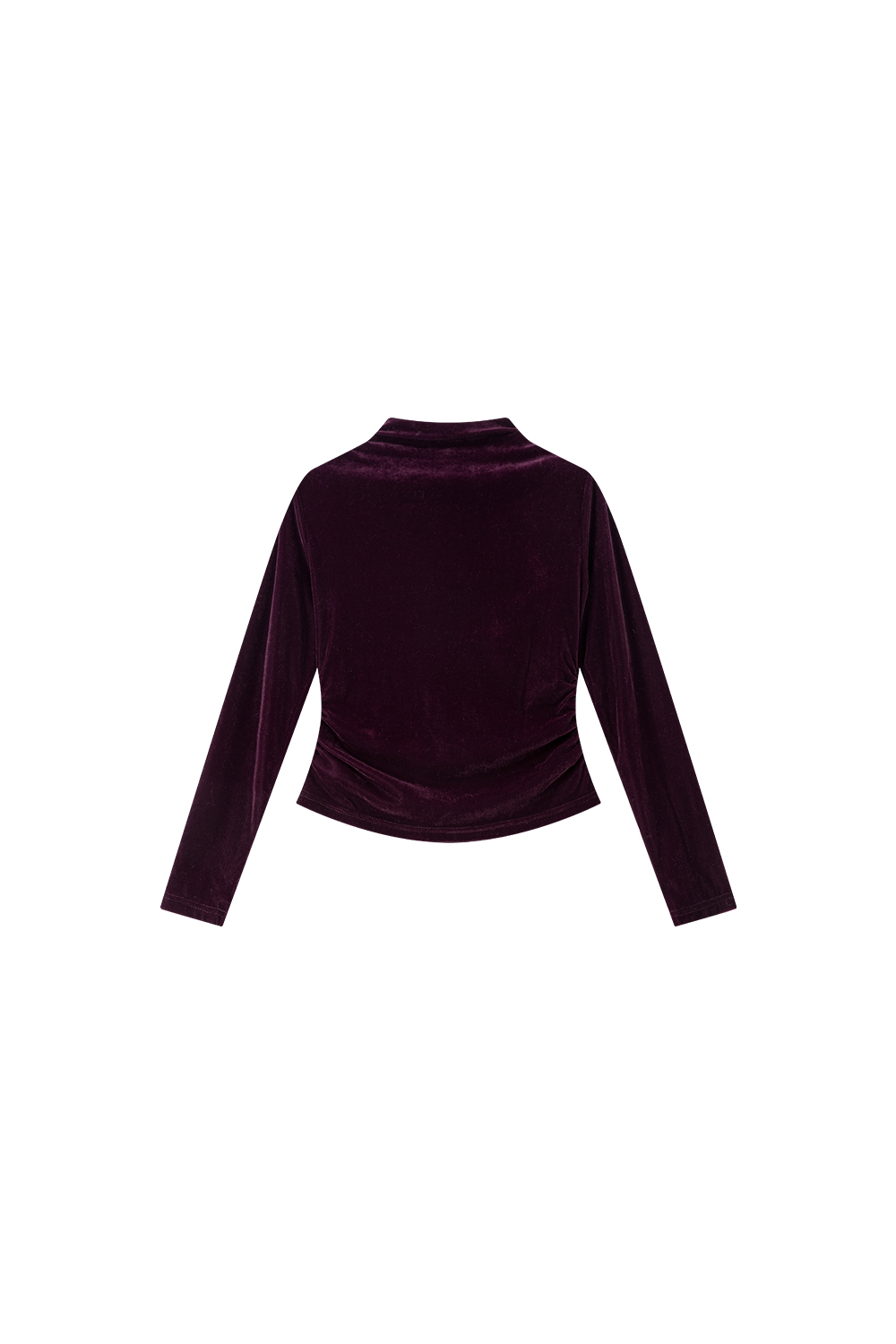 Red Mock Neck Velvet Long-Sleeve Top
