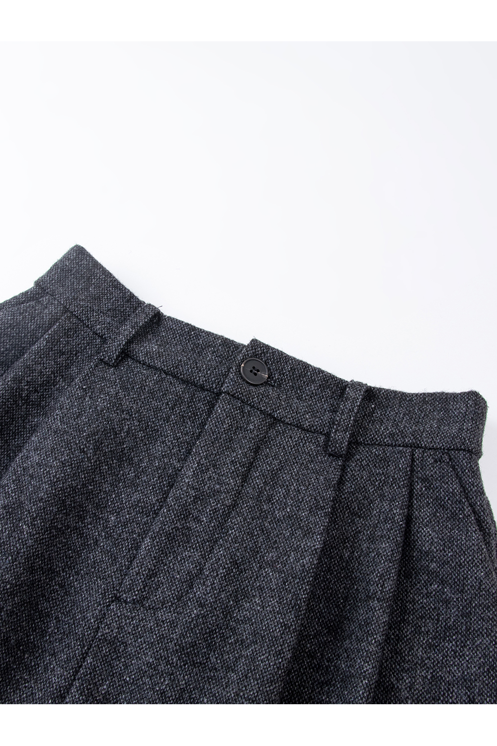 Flecked Gray Woolen Midi Skirt
