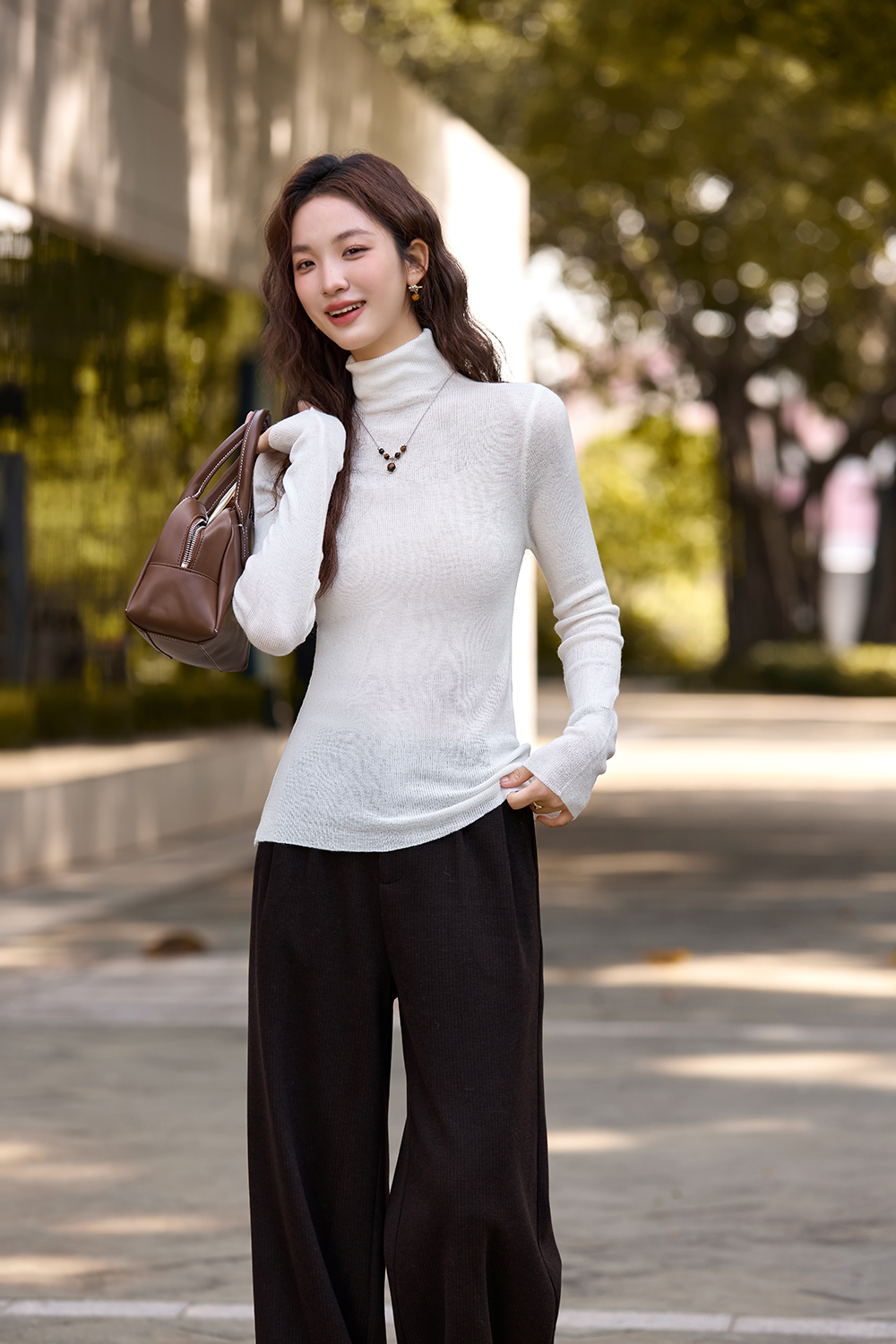 High - necked Thermal knitted sweater