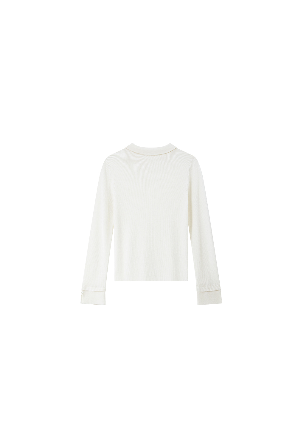 Turn - down collar long - sleeve knitted sweater