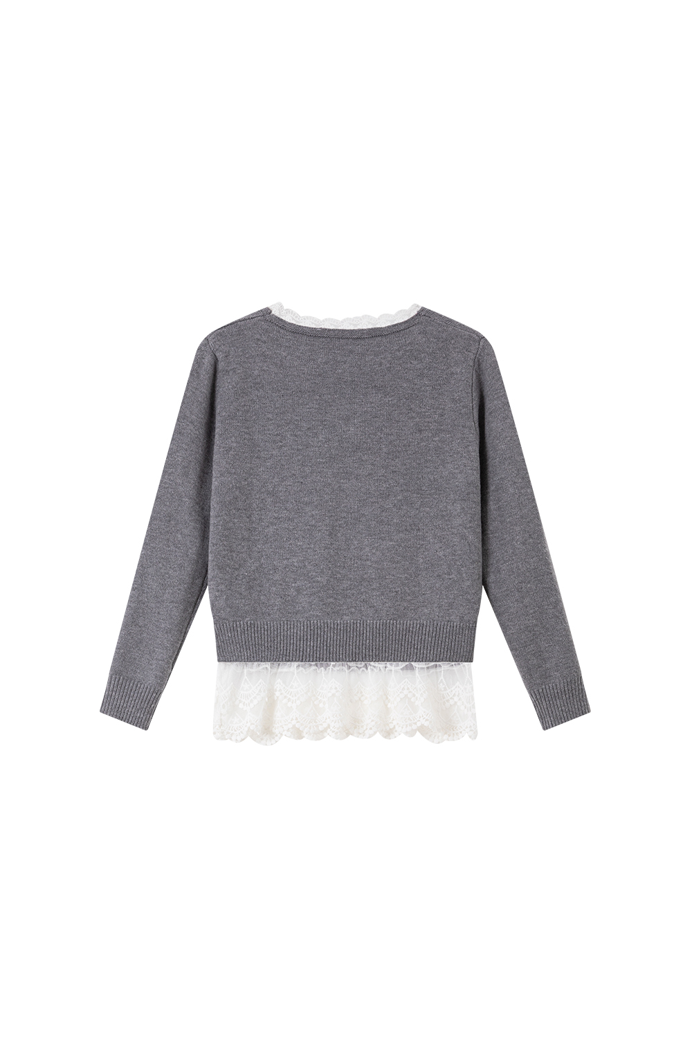 Lace-Trimmed V-Neck Knit Top-VIMLYSTORE