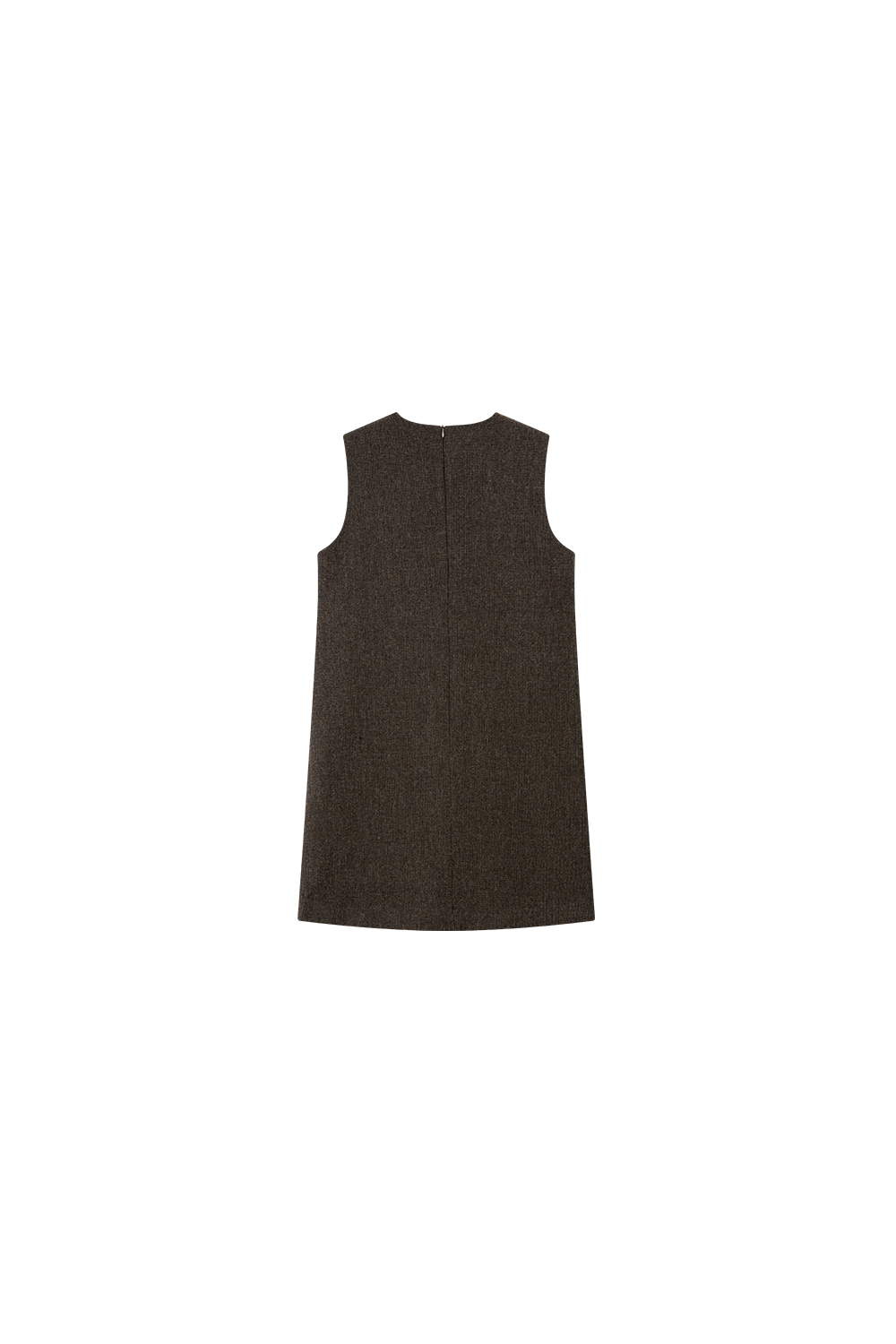 Floral Coffee - colored Sleeveless Woolen Vest Dress