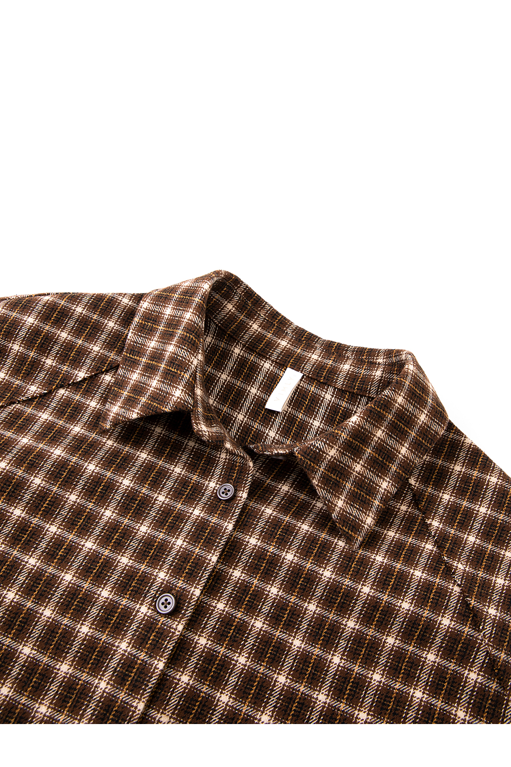 Brown Lapel Checkered Shirt
