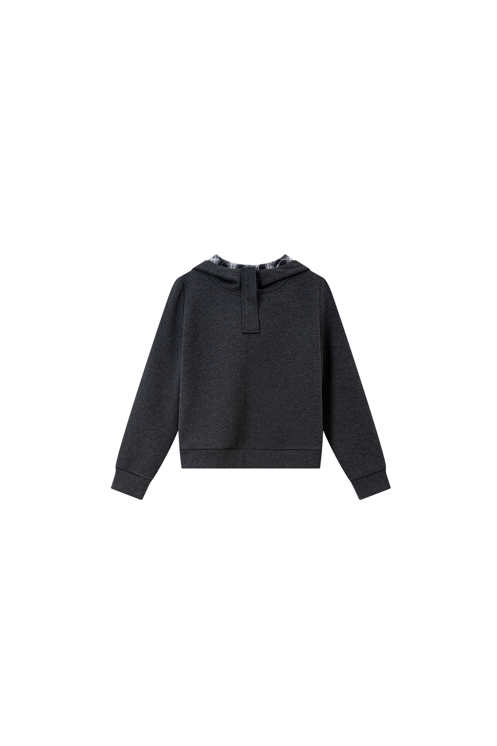 Patchwork plaid fleece-lined hoodie