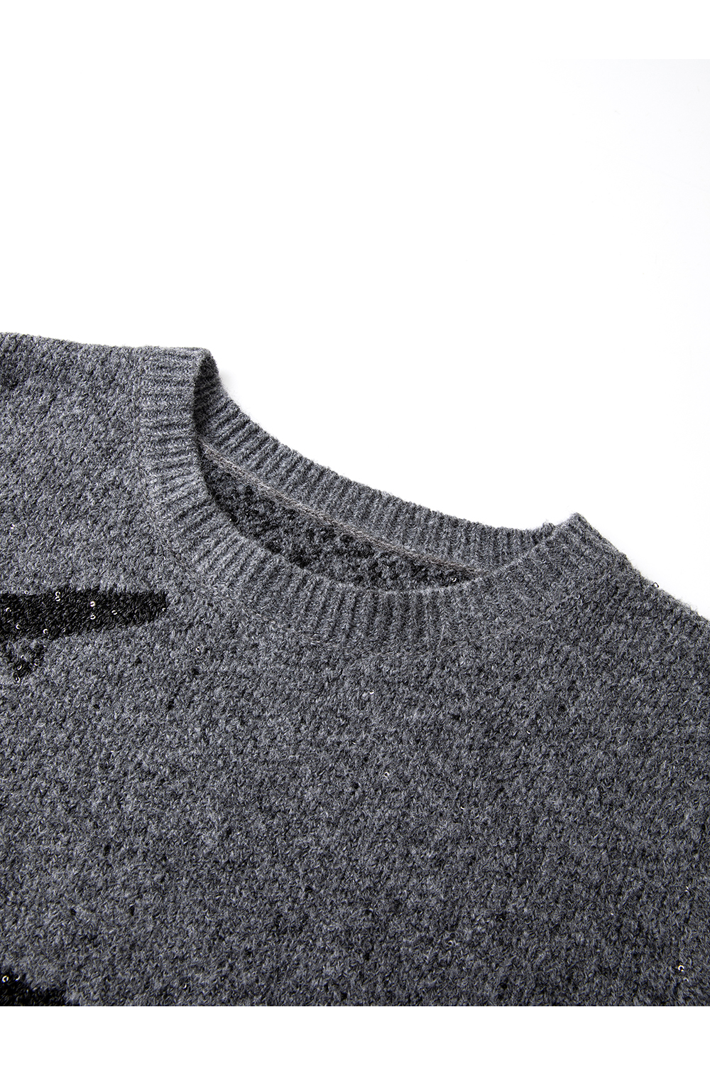 Butterfly jacquard crew neck sweater