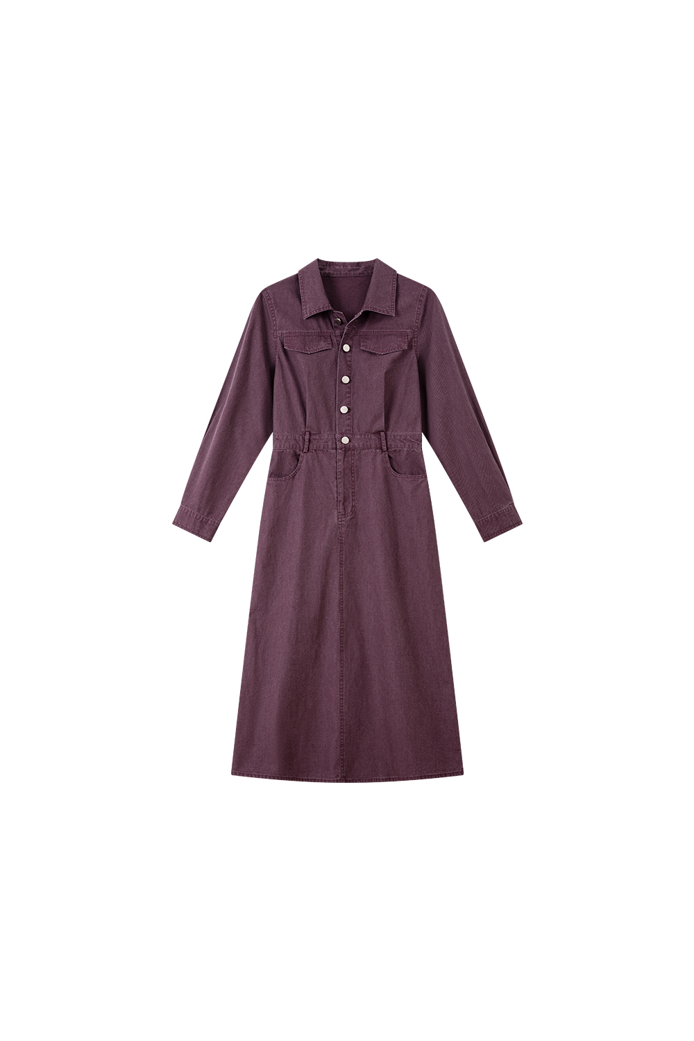 Utility-Chic Cotton Shirtdress with Belted Waist-VIMLYSTORE