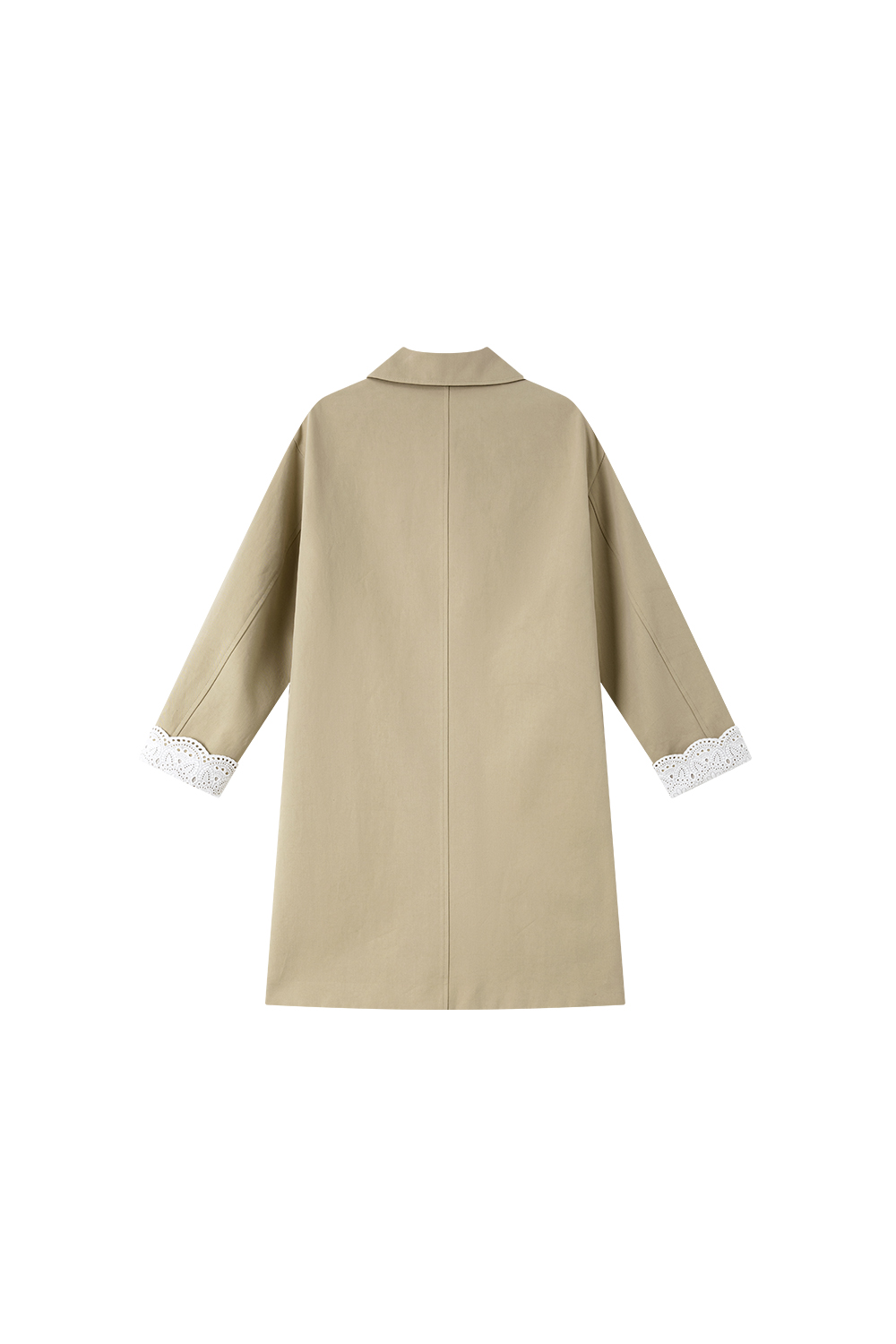 Lace-Cuff Trench Coat with Structured Silhouette-VIMLYSTORE