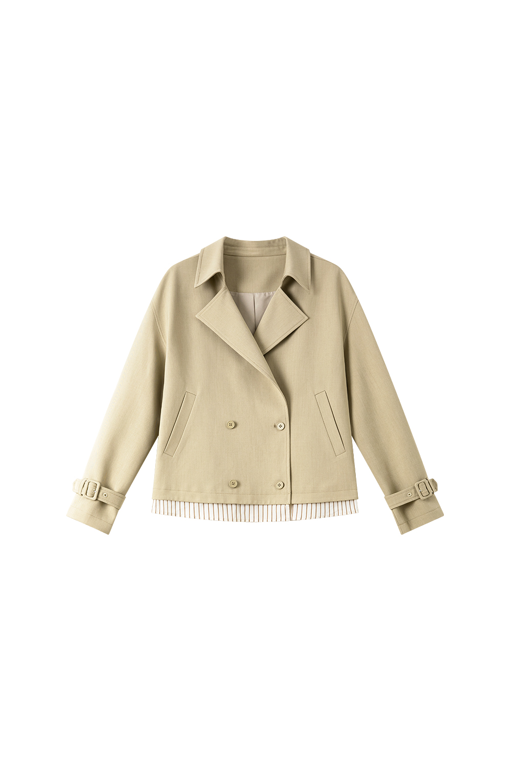 Khaki lapel trench coat-VIMLYSTORE