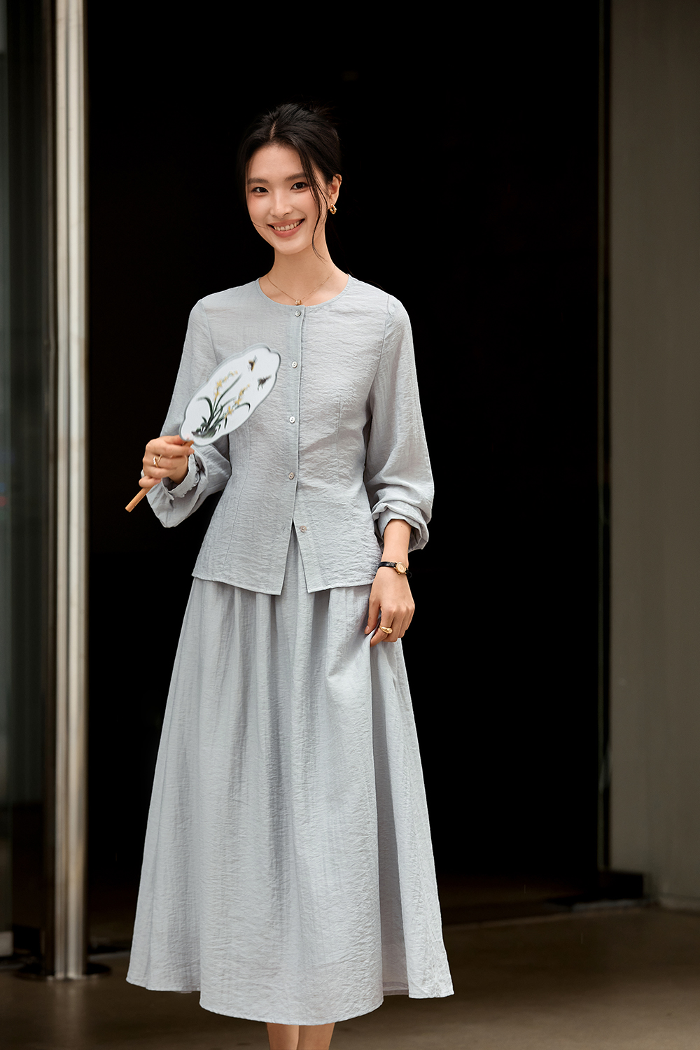 Textured Knit Cardigan & Trousers Lounge Set-VIMLYSTORE