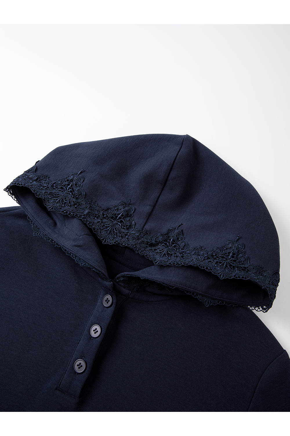 Elegant Relaxed Fit Versatile Lace Trim Hooded Sweatshirt-VIMLYSTORE