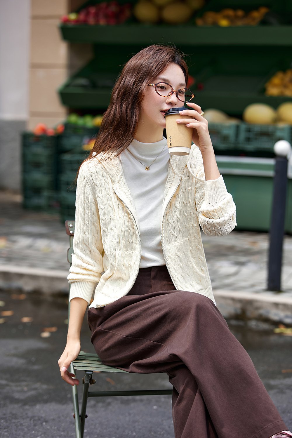 Lazy Style High-End Hooded Cable Knit Cardigan-VIMLYSTORE