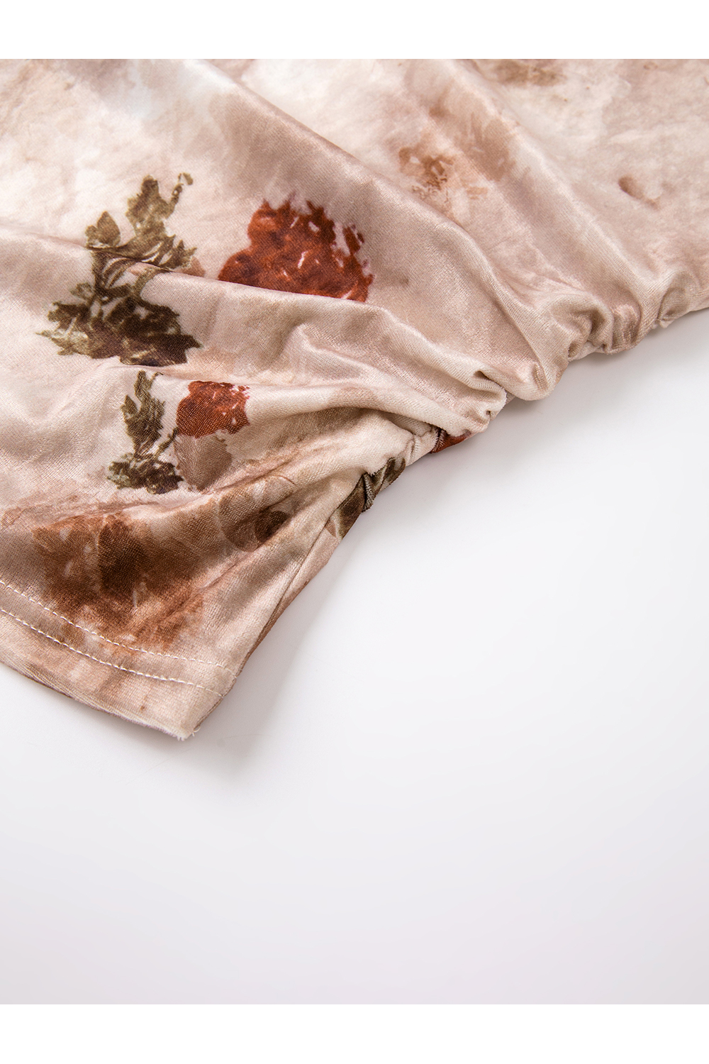 Floral Velvet Boatneck Top with Shirred Waist-VIMLYSTORE