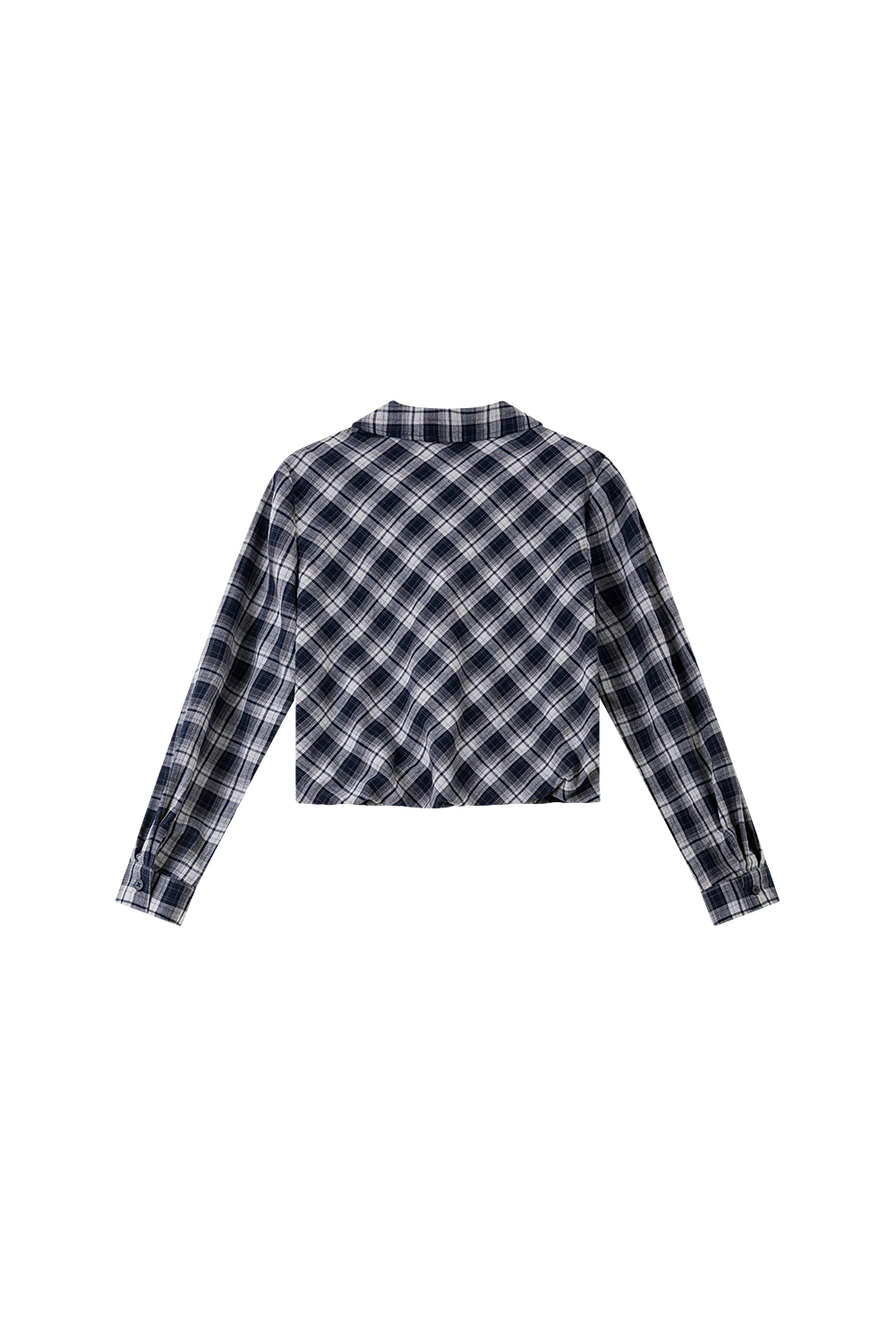 Faux Two-Tone Gingham Shirt in Dusty Blue-VIMLYSTORE