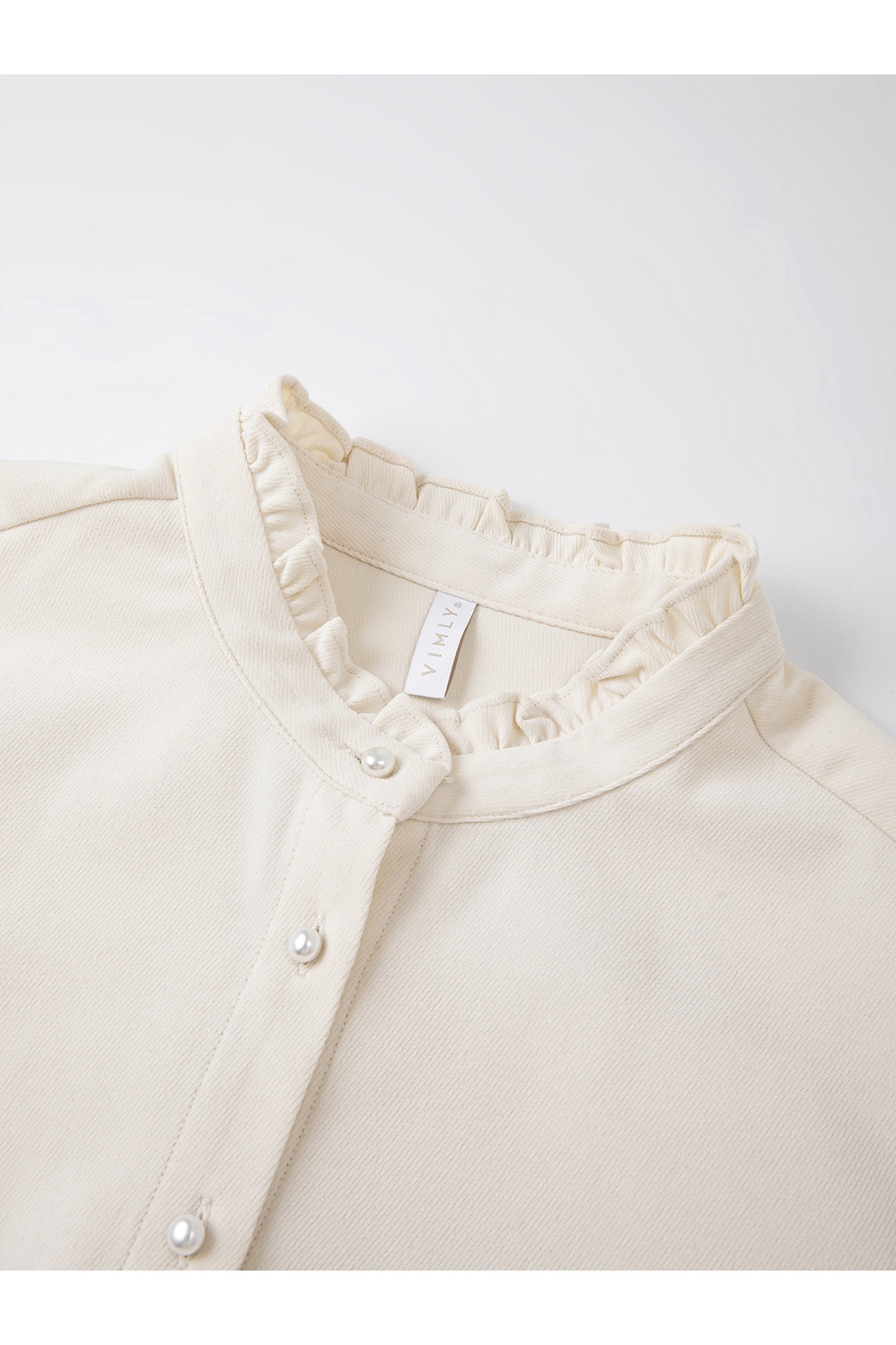 Romantic Blouse with High Neck & Flounce-VIMLYSTORE