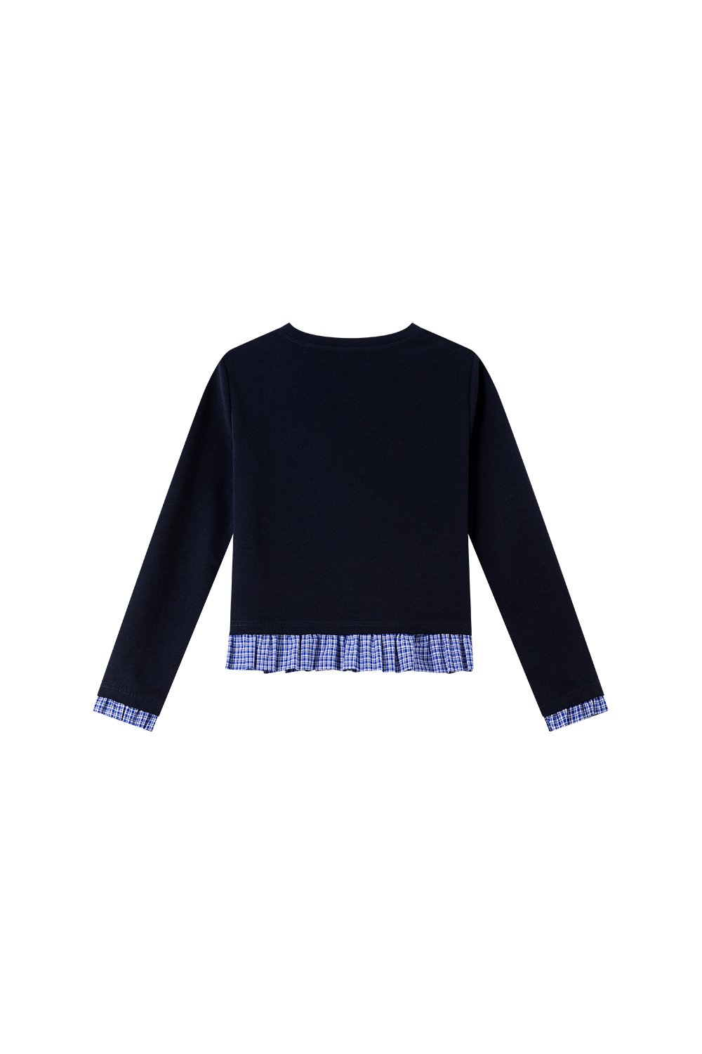 Plaid Patchwork Round Neck T-Shirt-VIMLYSTORE