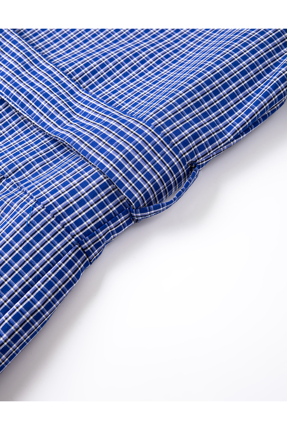 Boat Neck Plaid Waist Tie Slimming Long Sleeve Shirt-VIMLYSTORE