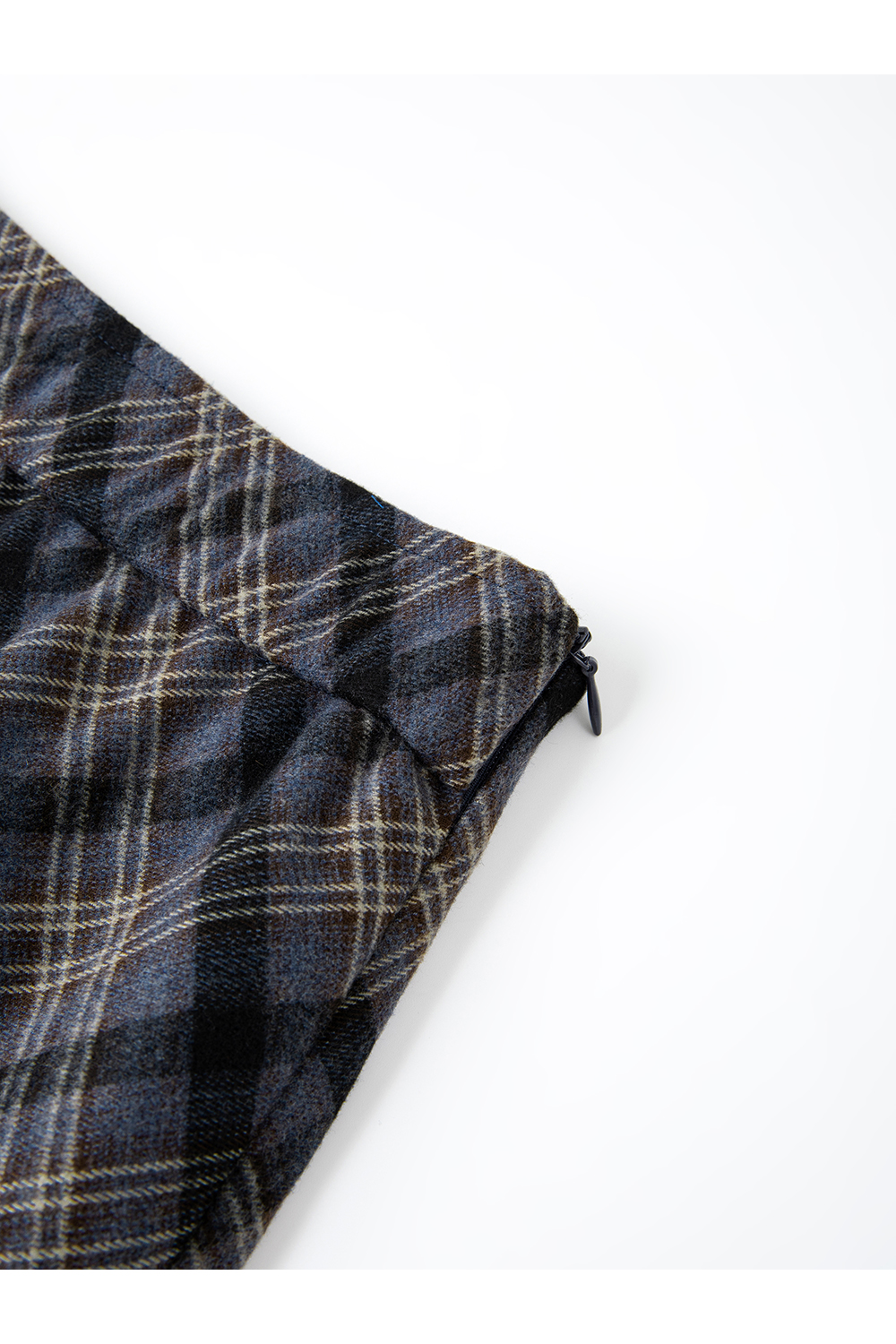 Dusty Blue Plaid Woolen Midi Skirt-VIMLYSTORE