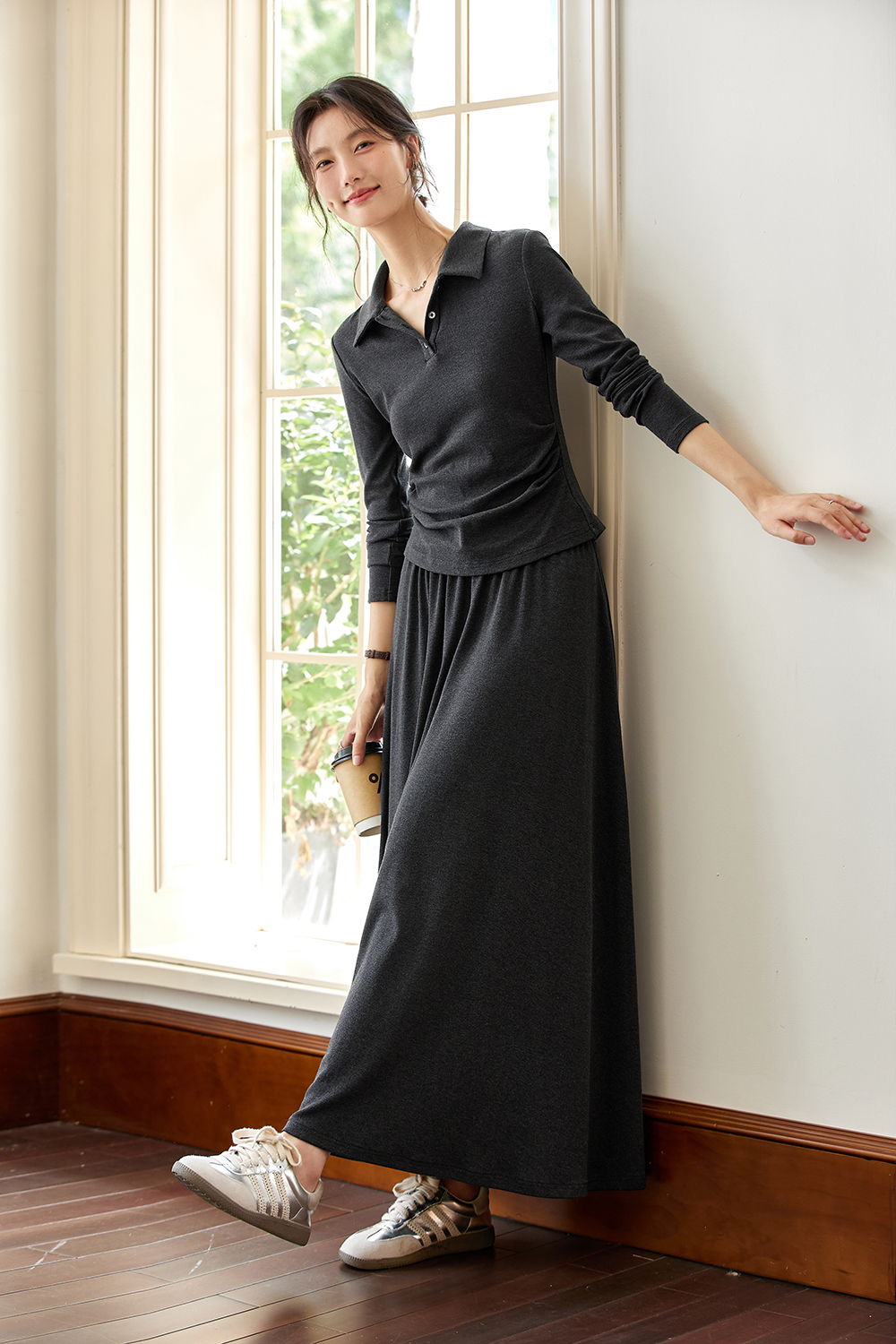 Red temperament commuter top and skirt-VIMLYSTORE