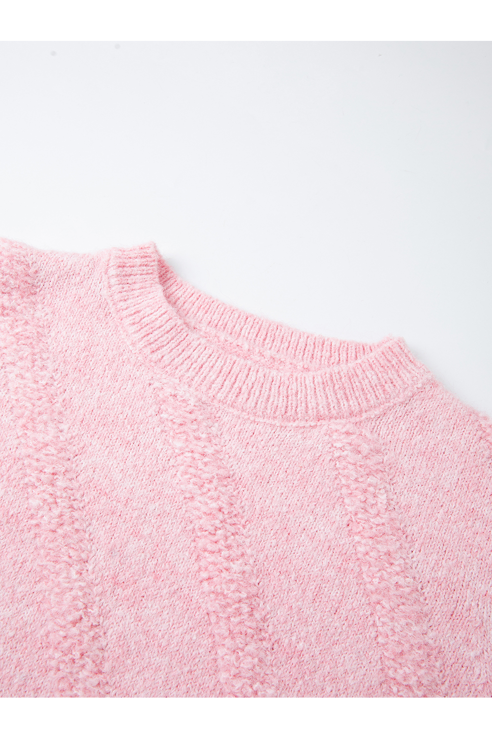 Soft Round Neck Textured Knit Sweater-VIMLYSTORE