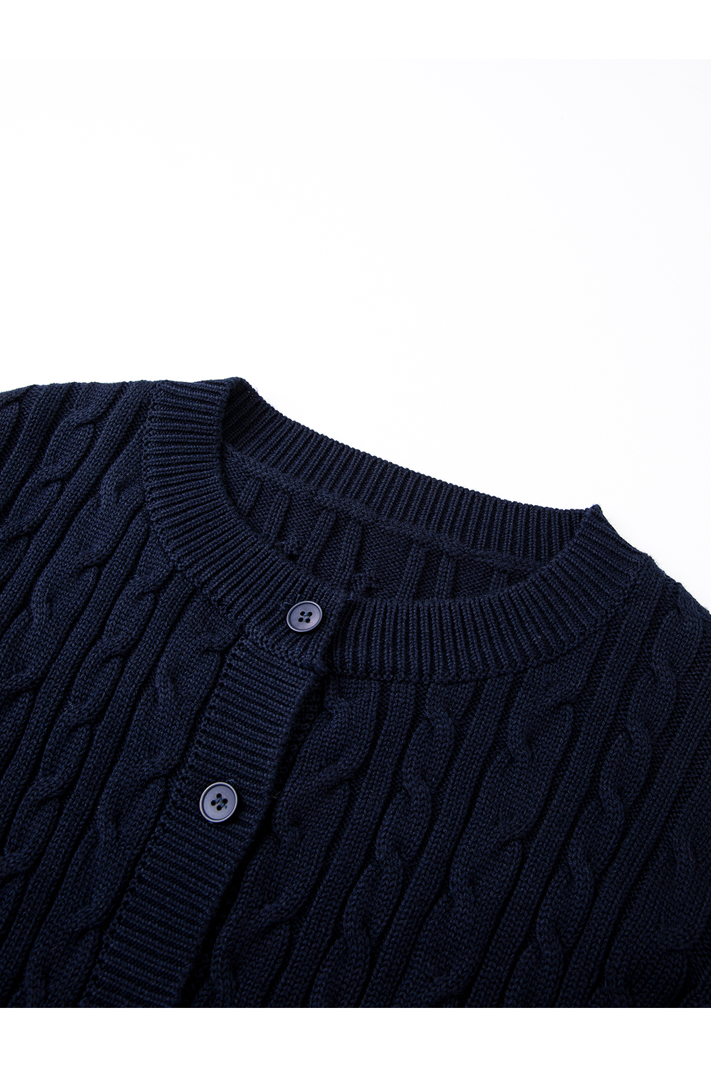 Plaid Patchwork Navy Cable-Knit Top-VIMLYSTORE