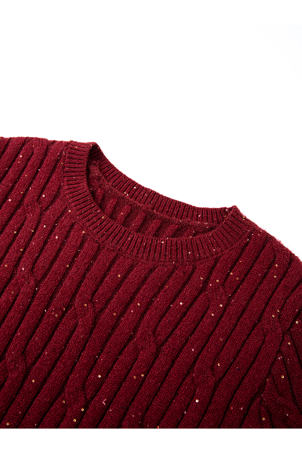Red Cable-Knit Warm Sweater-VIMLYSTORE