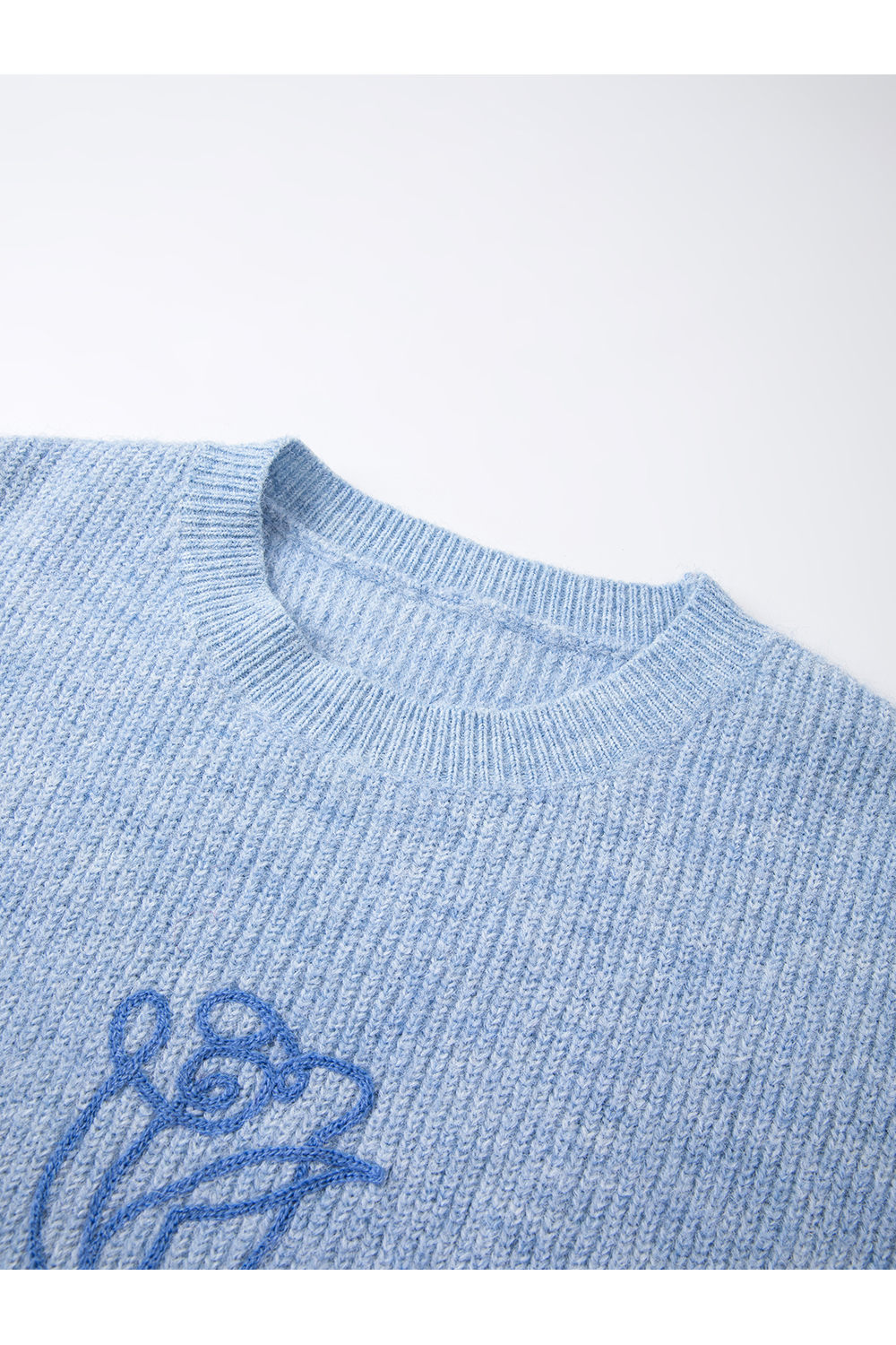 Blue Rose Embroidered Oversized Knit-VIMLYSTORE