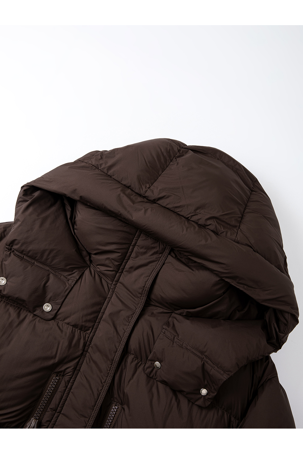Brown Patchwork Plaid Hooded Down Jacket-VIMLYSTORE