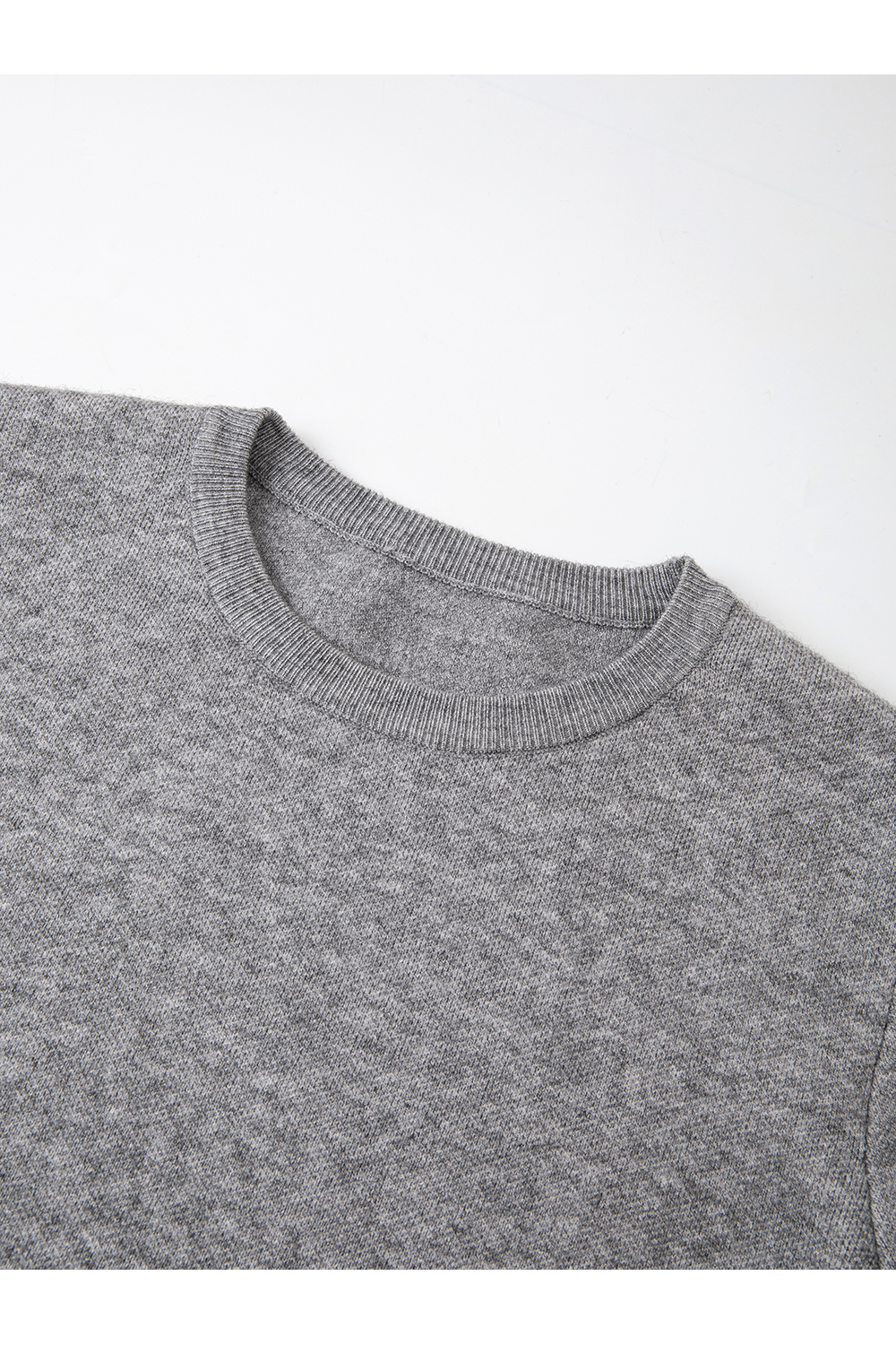 Grey Lace-Trimmed Crewneck Knit Top