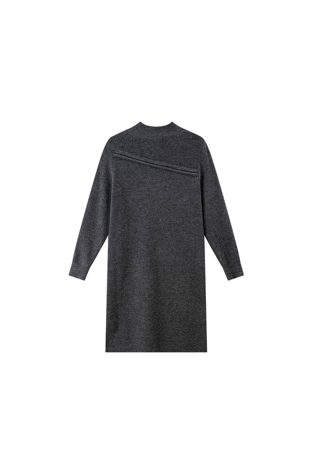 Mock-Neck Paneled Knit Dress