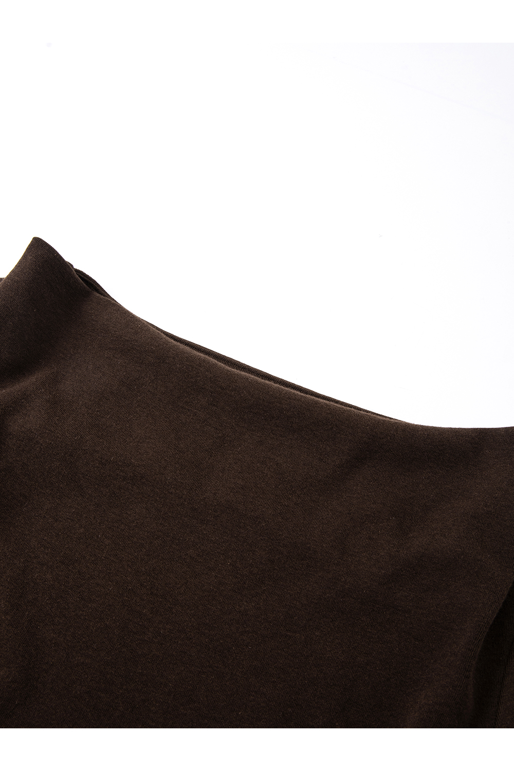 Brown Lace Draped Collar Knitted T-Shirt