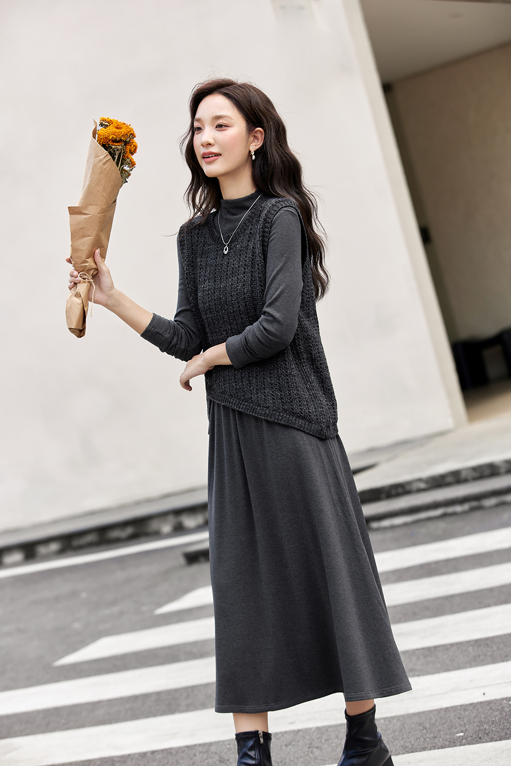 Irregular vest knitted dress two-piece suit-VIMLYSTORE