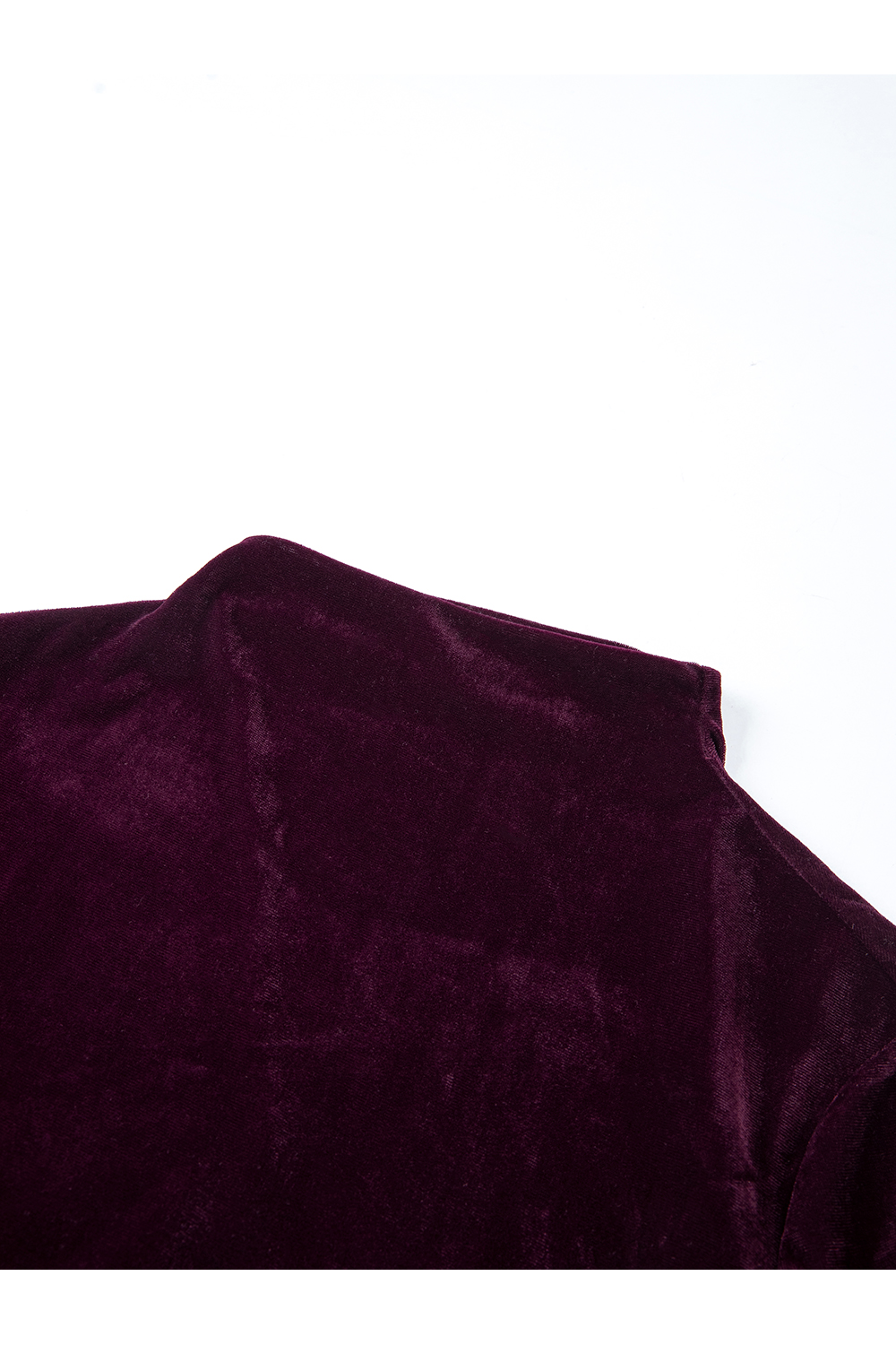 Red Mock Neck Velvet Long-Sleeve Top