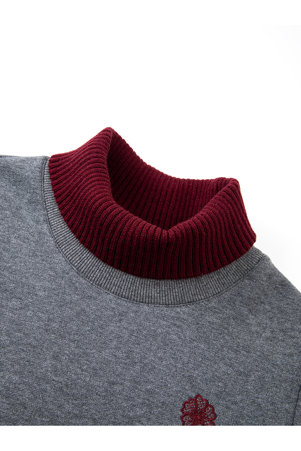 Color-Blocked Layered-Look Turtleneck Hoodie