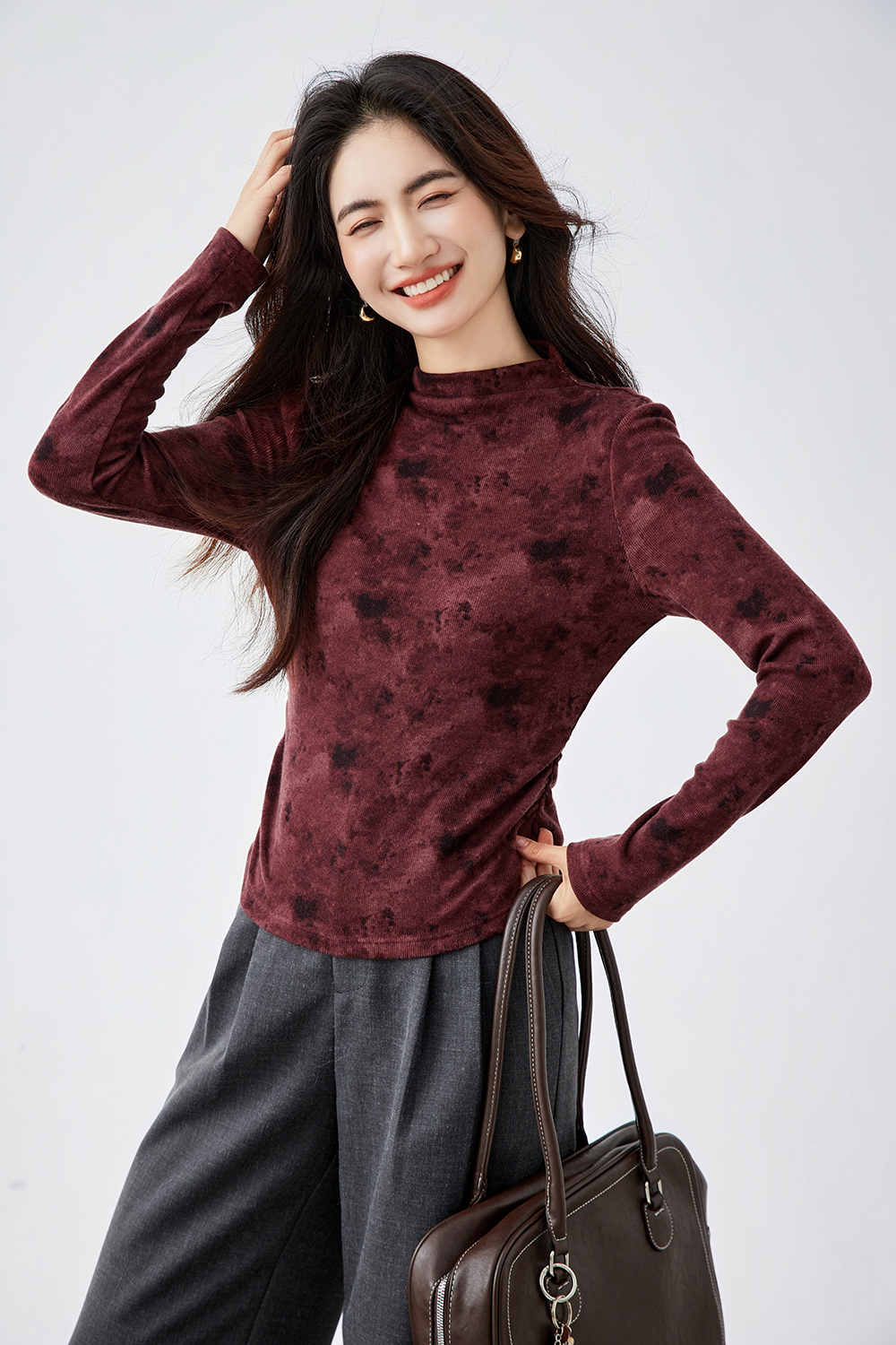 Tie-Dye Turtleneck Long-Sleeve T-Shirt