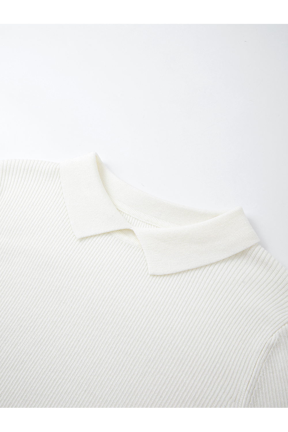 Turn - down collar long - sleeve knitted sweater