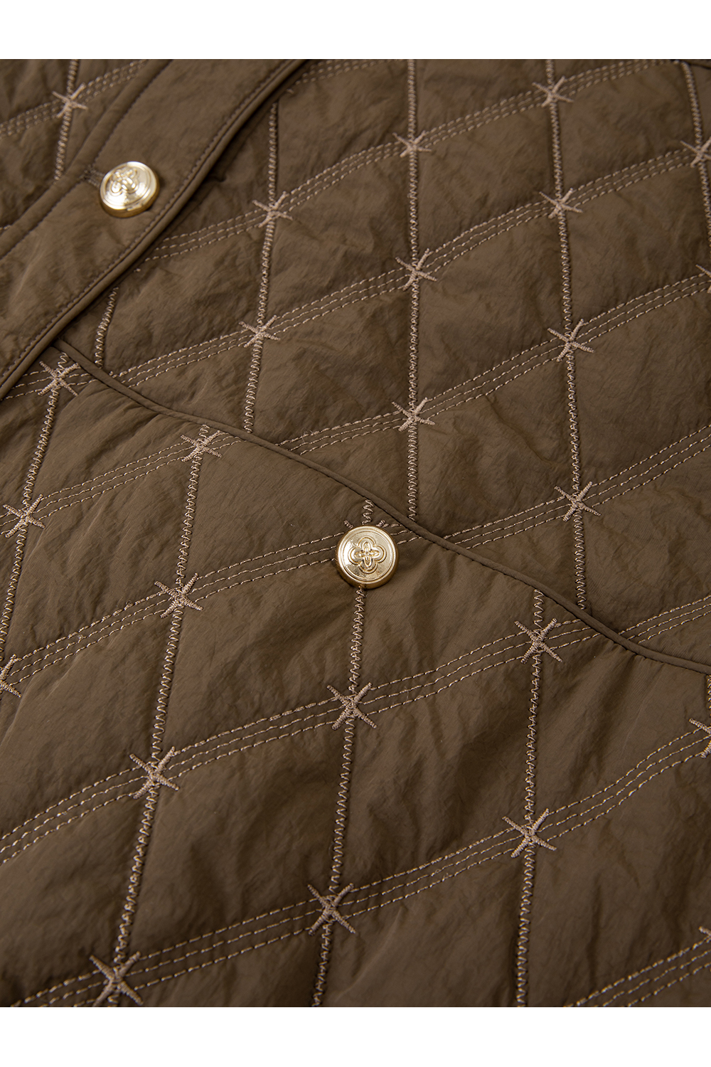 Vintage Diamond Grid Cropped Puffer Coat