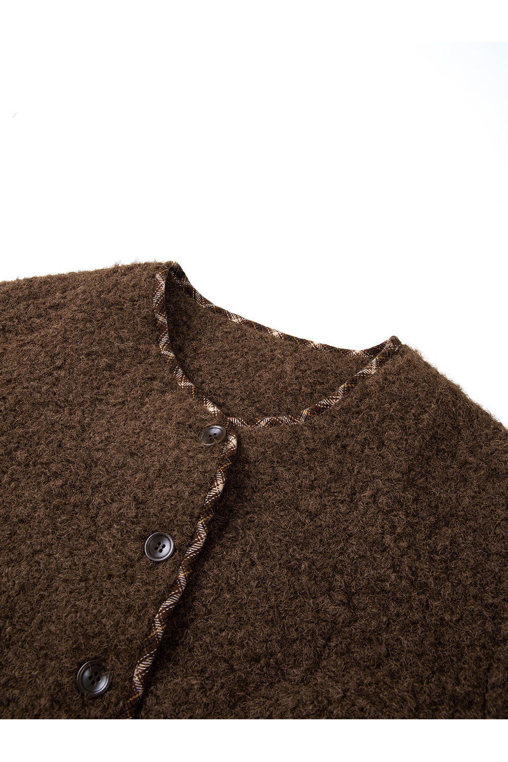 Color - block checkered woolen coat