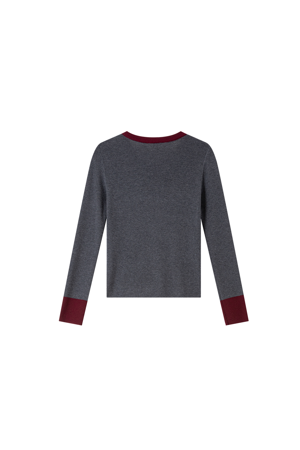Contrast Trim Crewneck Slim-Fit Knit Tee-VIMLYSTORE