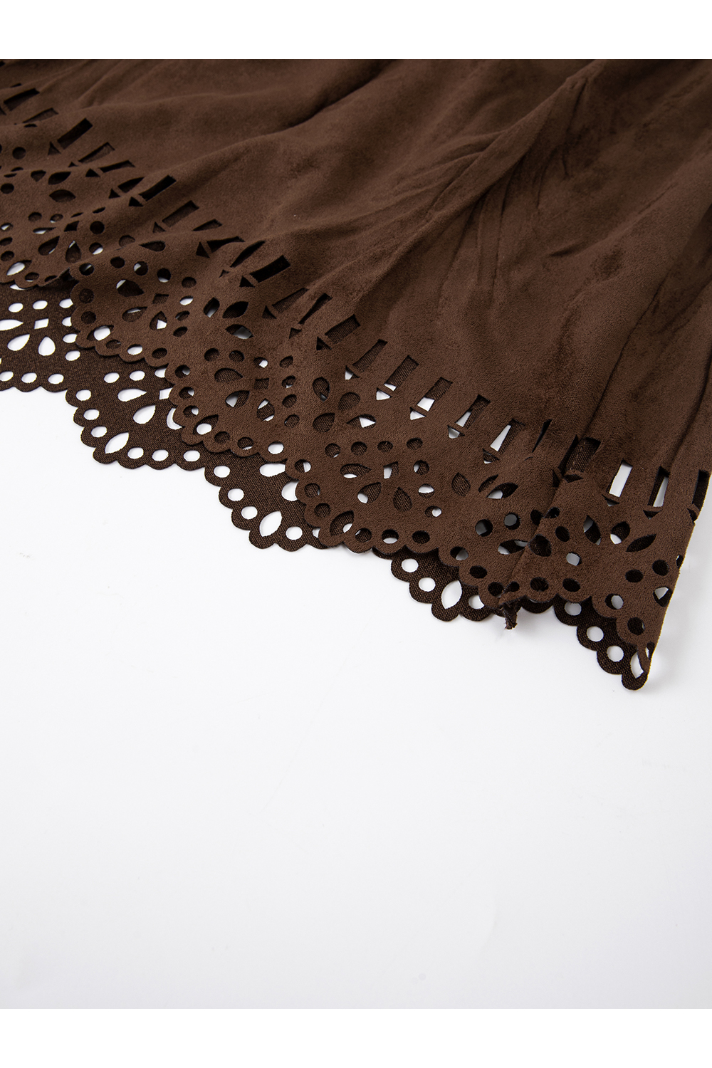 Frosted Velvet Lace Trim Midi Skirt